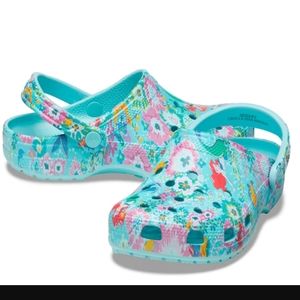 Little Mermaid Ariel Disney Crocs from Vera Bradley Womens Size 5 Floral Blue